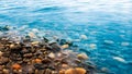 Small stones piled up along the shore